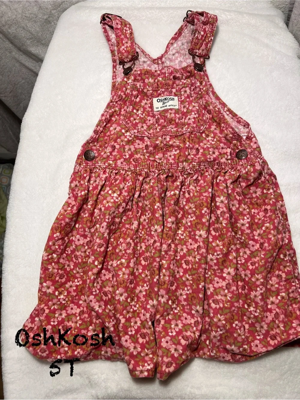 OshKosh B'gosh Rose Pink Floral Corduroy Overall Skirt
